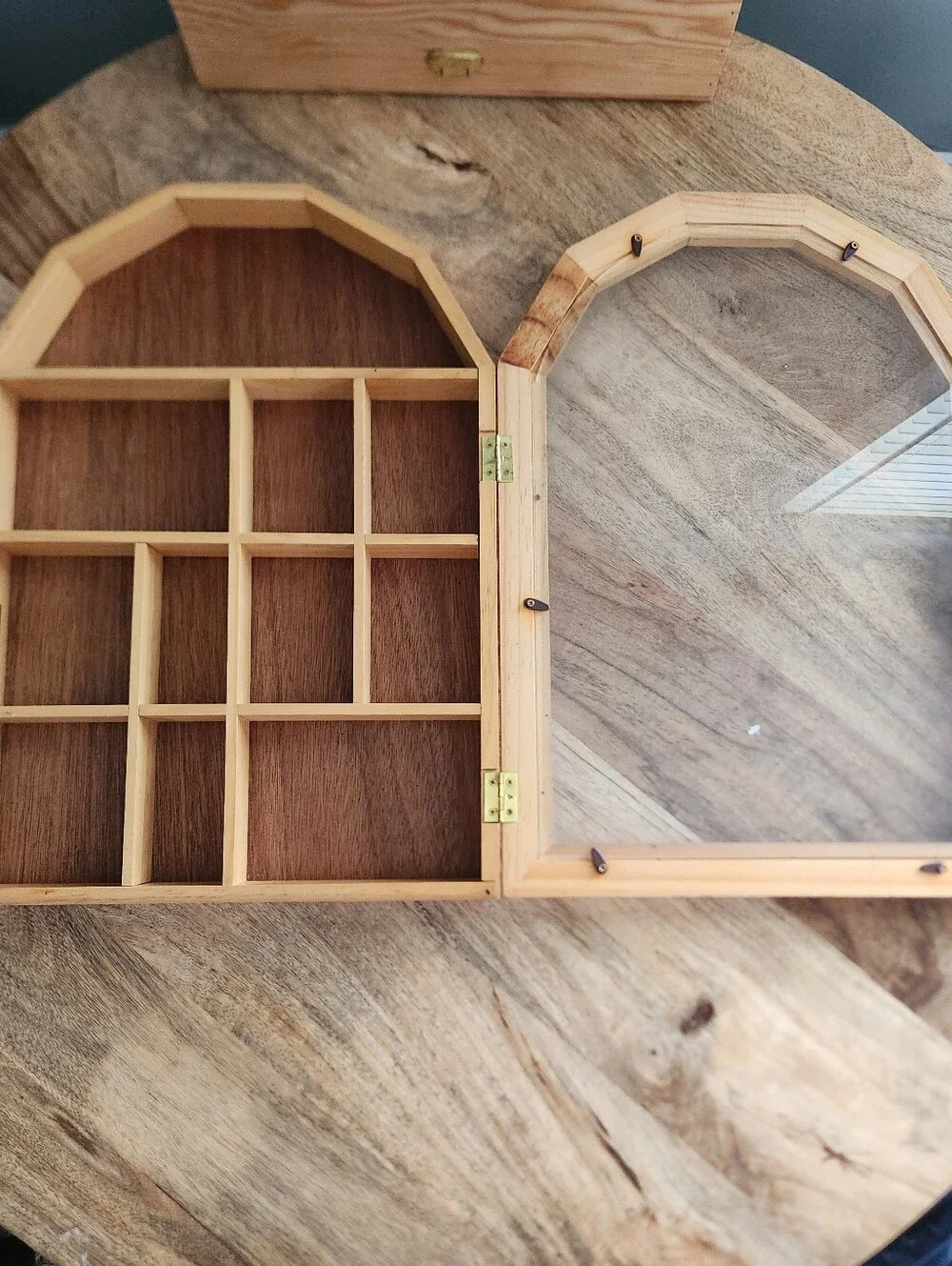 Wooden Display Cabinet Organizer Shadow Box Trinket Organizer With Glass Door